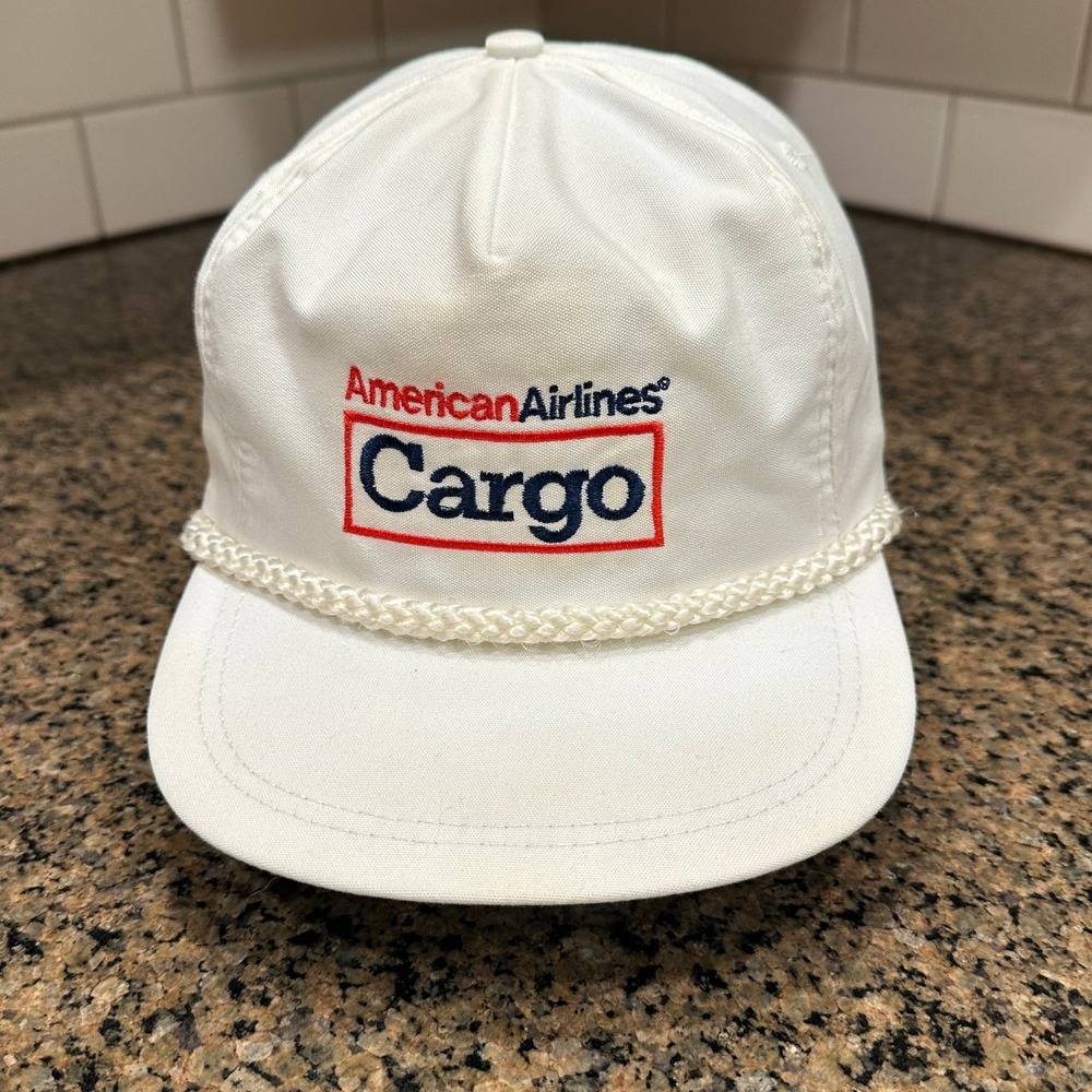 Vintage American Airlines Cargo Kati Supreme Rope Hat Cap White Strap back